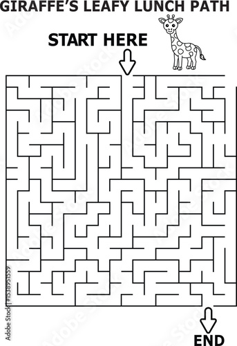 Giraffes leafy lunch path maze game for kids