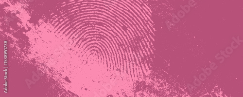Creative display of a fingerprint pattern with a textured pink background showcasing the complexities of identity and individuality