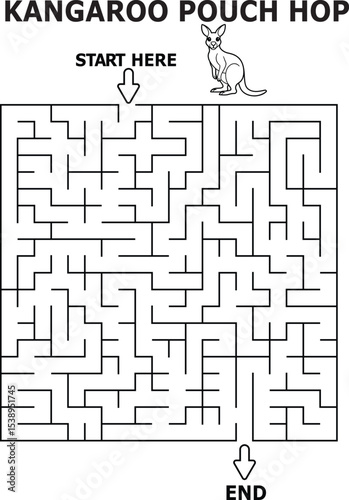 Kangaroo pouch hop maze fun kids activity printable game