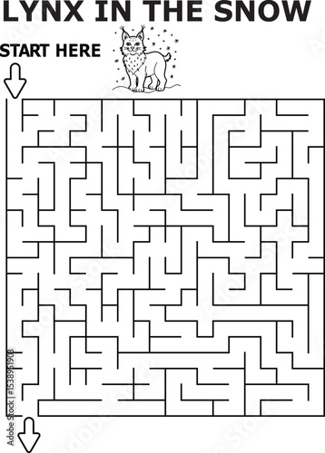 Lynx winter maze game for kids fun activity