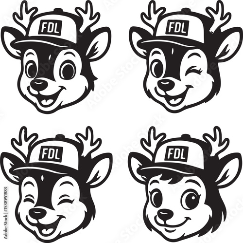 Funny cartoon farm animals with a playful cow character illustration