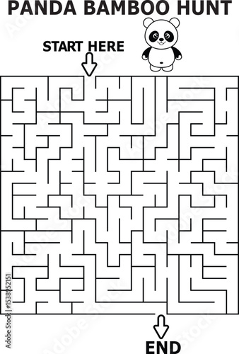Panda bamboo hunt maze game for kids fun activity