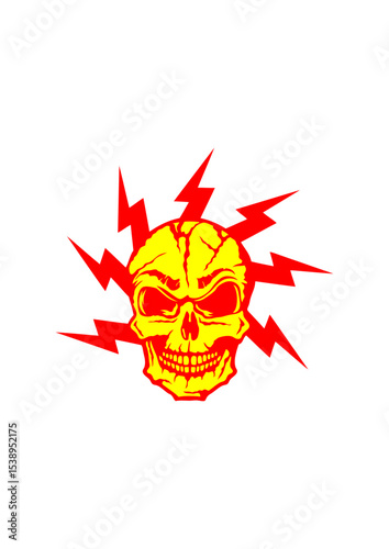 Tete de mort eclair halloween foudre crane