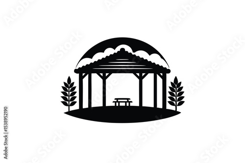 Black and white picnic shelter logo design