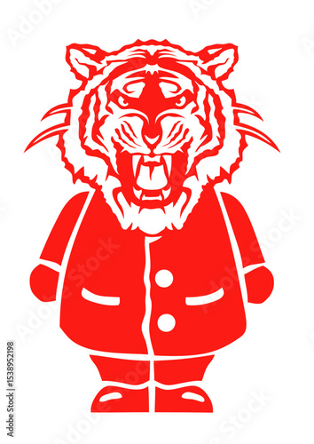 tigre costume debout personnage cravate