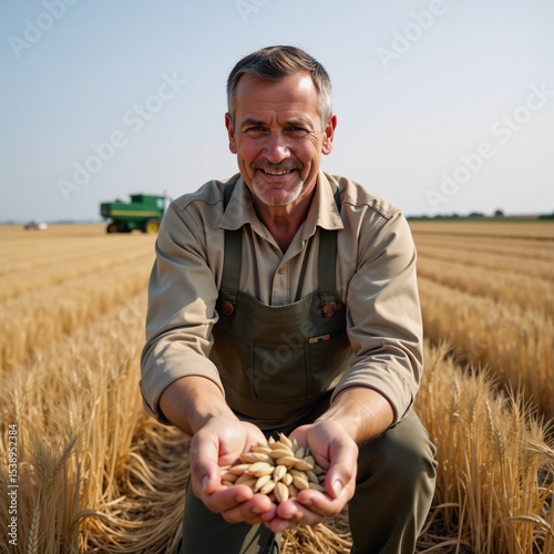 Farmer cultivating wheat for global food security focus