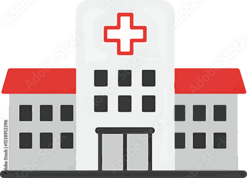 Medical Facility Building Icon Healthcare Center, Hospital Illustration