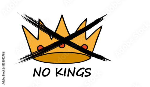 ‘No Kings’ Protests Across the United States. Crown and inscription No.