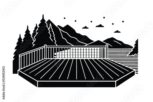 Mountain View Deck with Railing Design