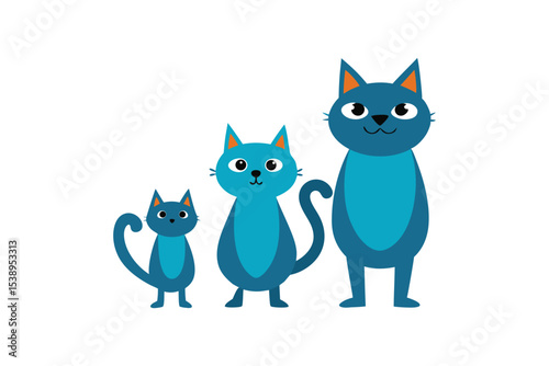Cute Cat Adorable Cartoon Kittens with White Background