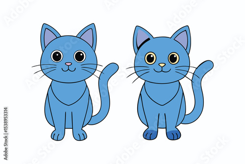 Cute Cat Adorable Cartoon Kittens with White Background