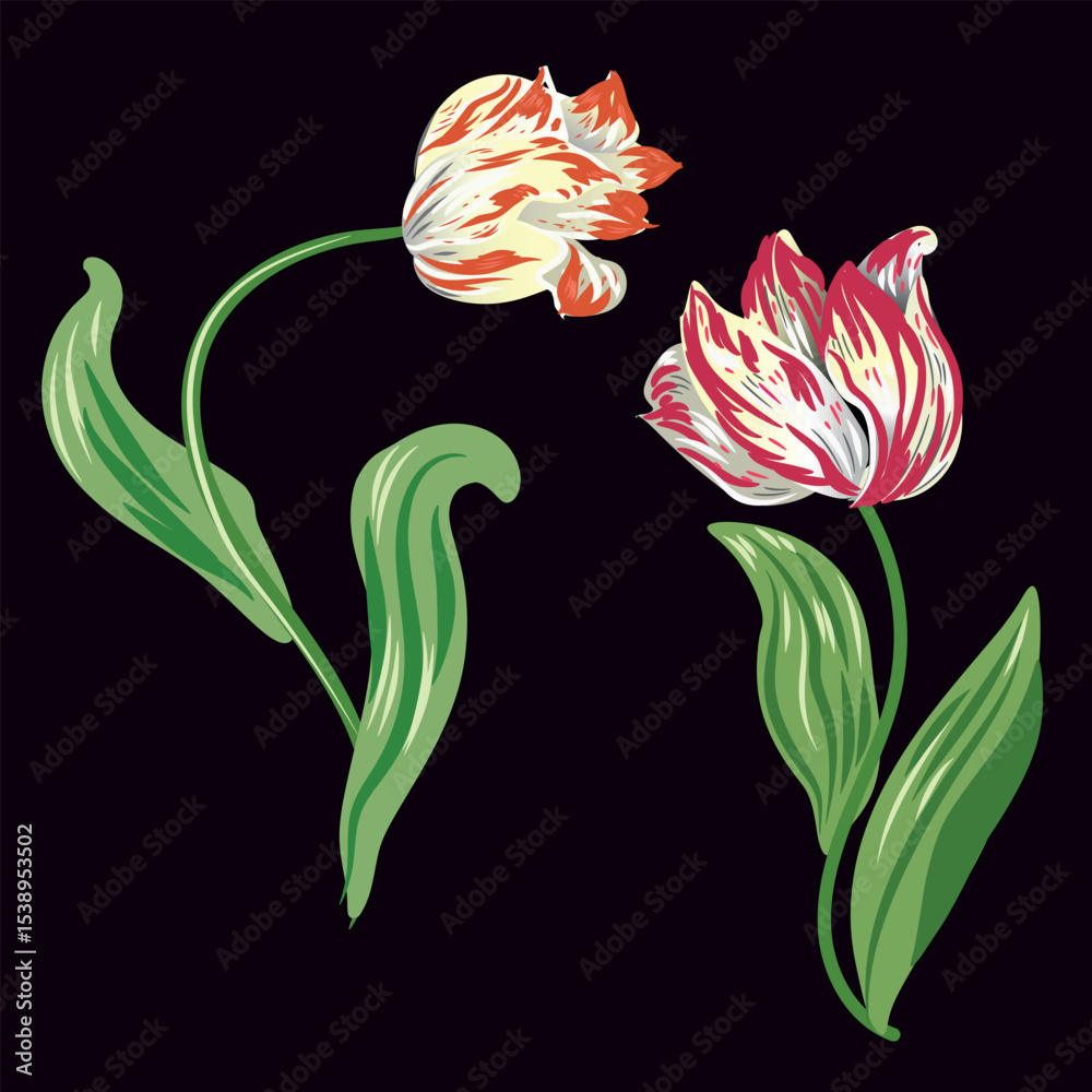 print WITH BEAUTIFUL TULIPS FOR PRINTING TEXTILE FASHION AND DECORATION