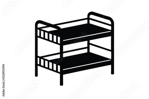 Simple Black Bunk Bed Icon Illustration