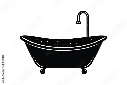 Black Silhouette Freestanding Bathtub Icon