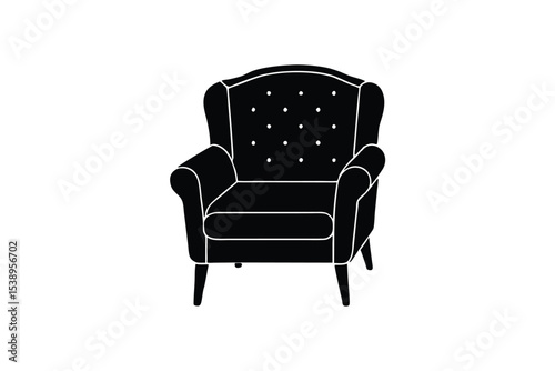 Black and White Armchair Icon Illustration
