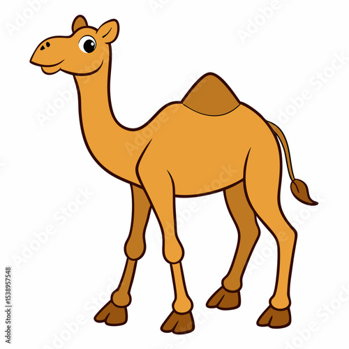 Camel Walking art vector illustration