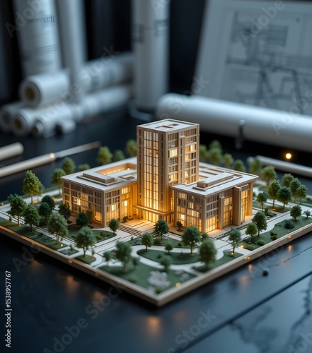From Plan to Reality: A Hyper-Detailed Architectural Model Showcasing the Vision of a Future Corporate Campus.
