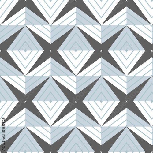 Intricate Geometric Pattern with Nested Triangles in Diamond Mosaic
