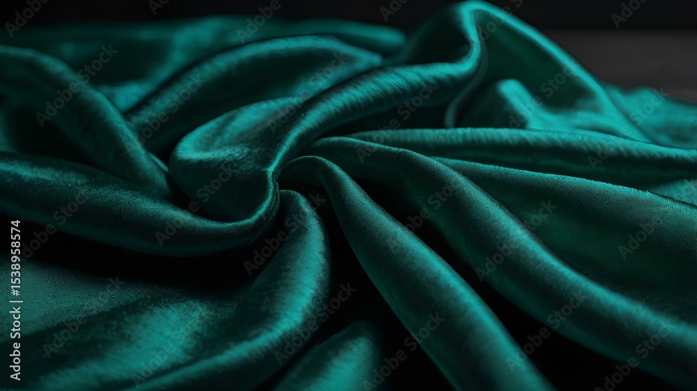 Obraz premium green silk background flowing emerald
