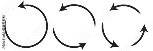Circle arrows icon set. Round reload sign, repeat icon, refresh icon, rotate arrow icon sign and symbol. rotation circle arrow icon. Vector illustration. Eps 10