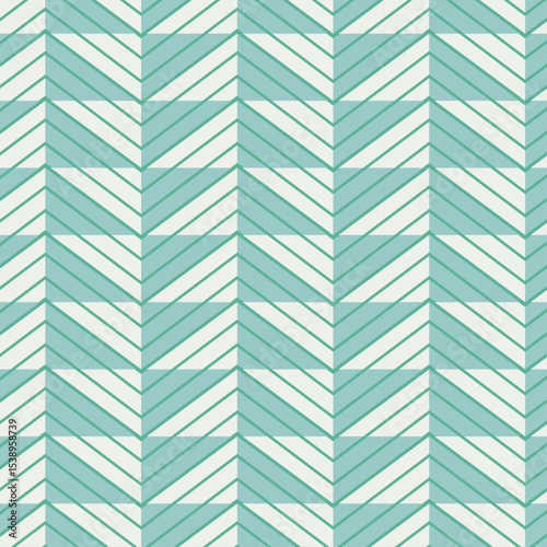 Vibrant Teal and White Chevron Pattern with Dynamic Zigzag Divisions