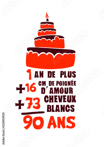 90 ans poignee amour cheveux blanc addition anniversaire