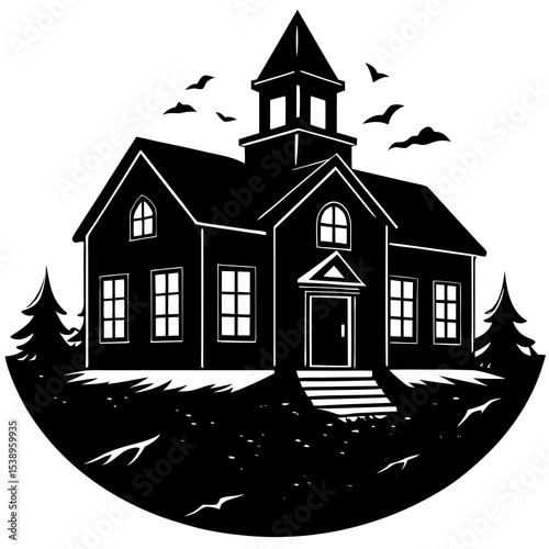 illustration of a house in the night