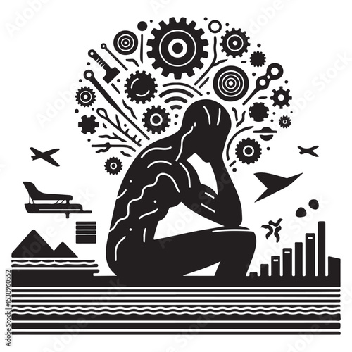 Stress Relief & Mental Workflow Infographic - Brain Productivity Icons