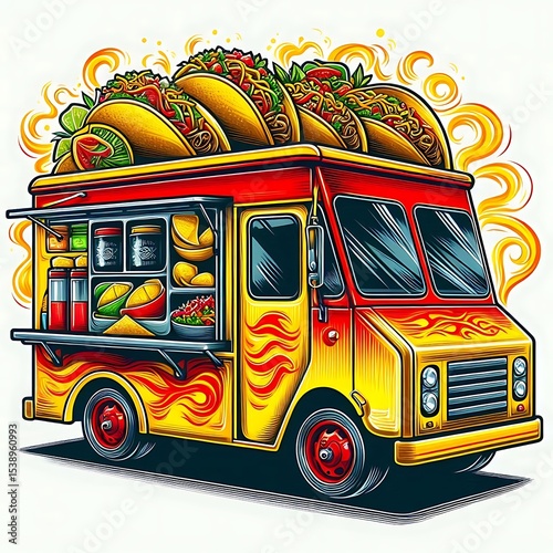 Vibrant Street Food Taco Cart