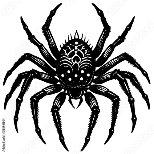 black spider isolated on white background