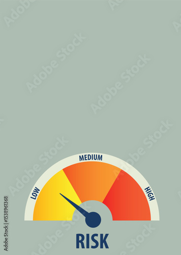 Low risk meter icon. Fuel level sign business concept.Rating indicator
