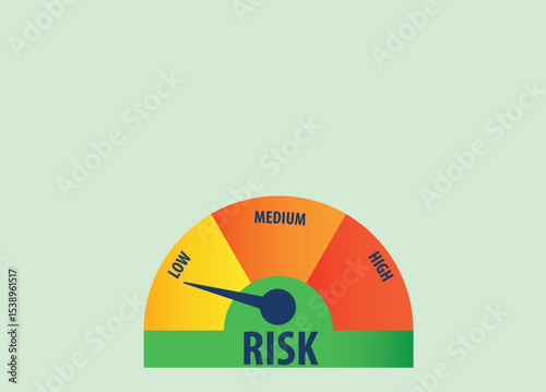Low risk meter icon. Fuel level sign business concept.Rating indicator
