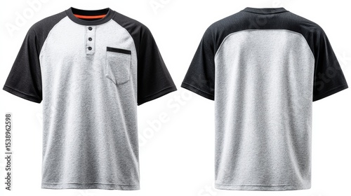 Casual short-sleeve shirt featuring contrasting colors and a pocket, ideal for everyday wear
