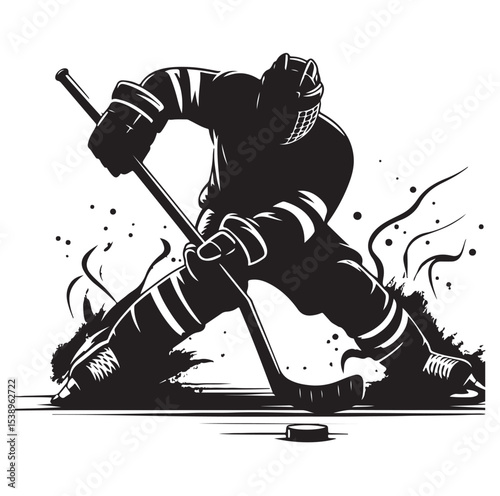 Ice hockey arena player shooting Competitive Team Intense Game. professional forward player