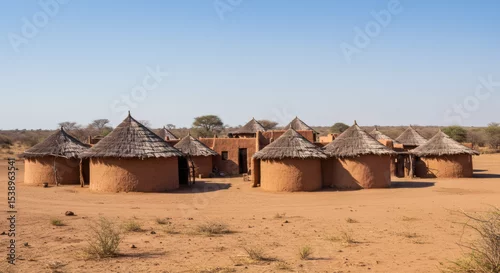 Fototapeta na wymiar African Village Architecture Traditional Buildings and Structures Download