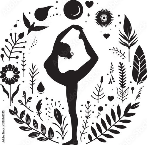yoga female silhouette vector