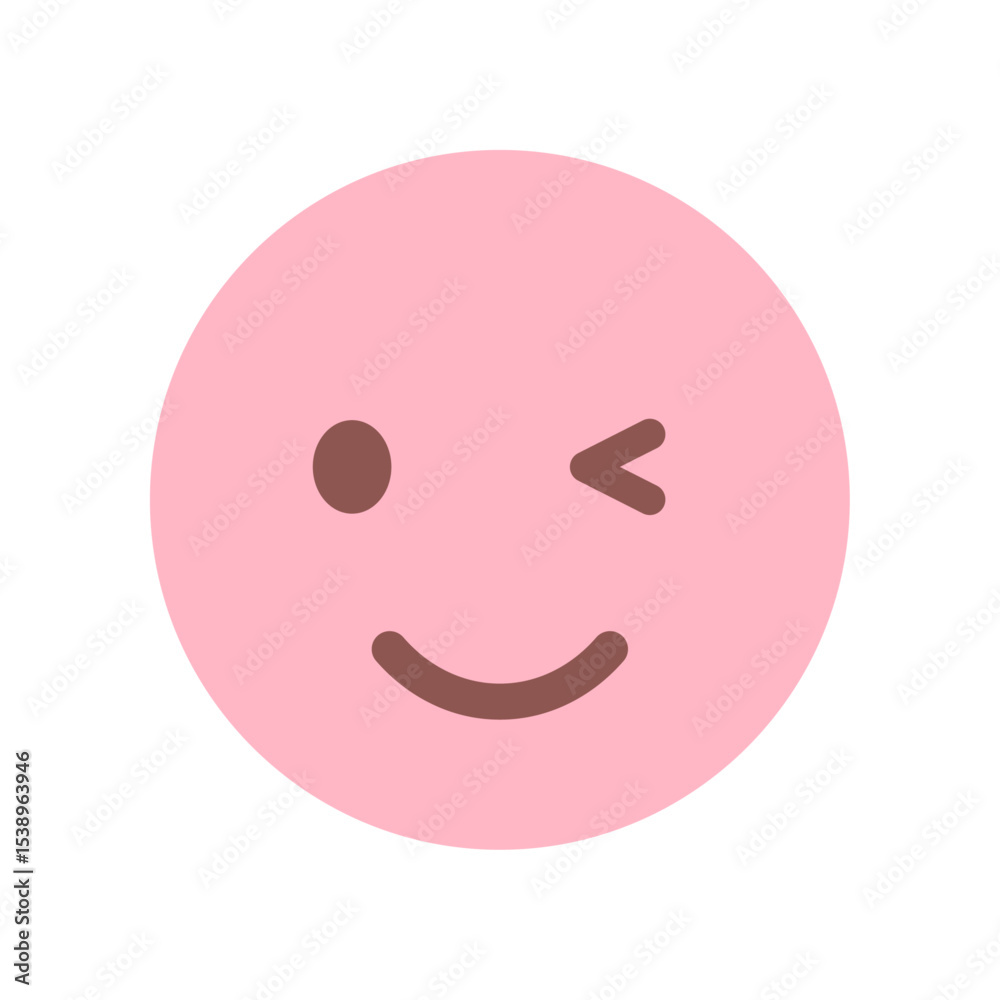 Fototapeta premium ウィンクしている笑顔の絵文字 - フレンドリーなOKやいいねなどのリアクション素材