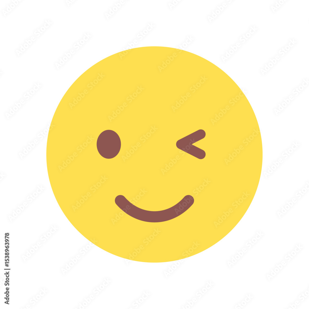 Fototapeta premium ウィンクしている笑顔の絵文字 - フレンドリーなOKやいいねなどのリアクション素材