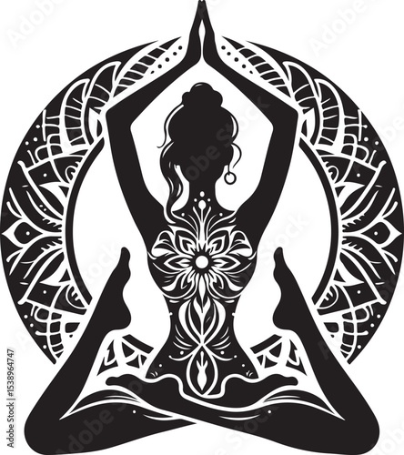 yoga female silhouette vector
