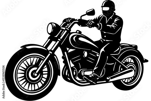 Vintage Motorcycle Rider Classic Chopper Illustration