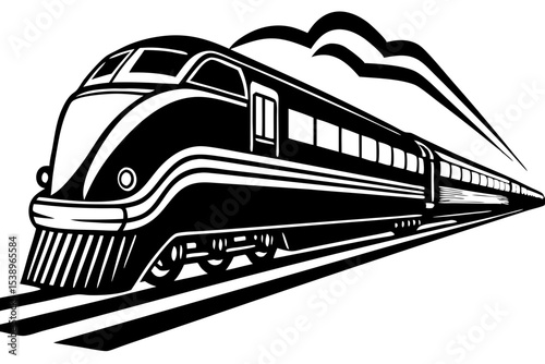 Streamlined Vintage Train Illustration Classic Railway Journey Artwork