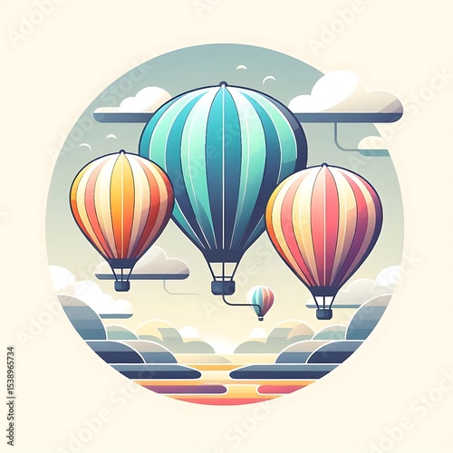 Pastel Rainbow Hot Air Balloons