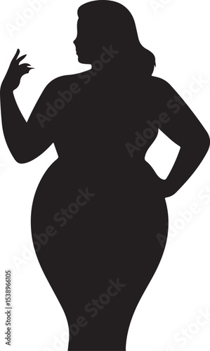 Silhouette of a Plus Size Woman Posing with Hand Up