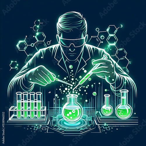 Bubbling Potions Scientist Vector