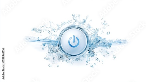 translucent blue white start button with watercolor effect on pure background