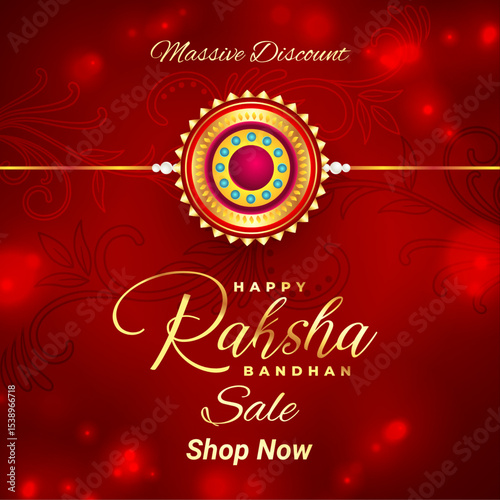 Raksha Bandhan Sale. Rakhi (Wrist Band) Sale. Vector Illustration. Amazing Rakhi Design. Massive Discount. Shop Now
