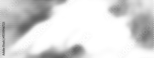 Honeycomb halftone fade pattern with hexagon gradient background and geometric vector half texture. Abstract line effect for digital wallpaper or retro 80s design. Dynamic grid overlay.