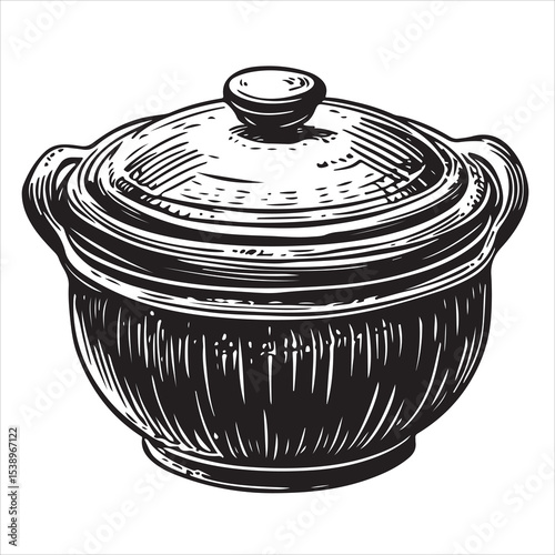 Traditional Cooking Pot Silhouette Vector Illustration – Kitchenware Icon for Culinary Tools, Food Preparation, Recipe Design, Home Cooking, Restaurant Branding, and Modern Kitchen Concept Art