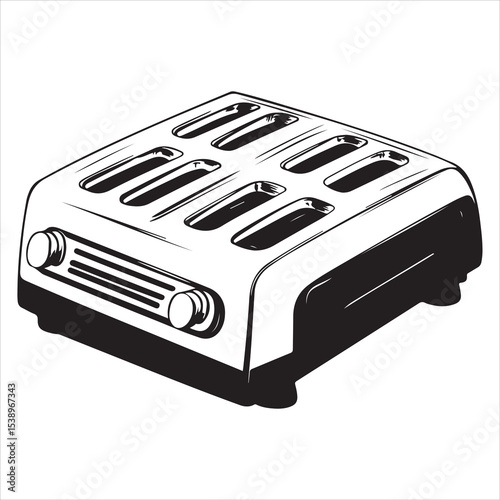 Minimalist Toaster Silhouette Vector Illustration – Kitchen Appliance Icon for Cooking Tools, Breakfast Design, Home Electronics, Bakery Ads, and Modern Food Concept Art Projects