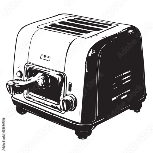 Minimalist Toaster Silhouette Vector Illustration – Kitchen Appliance Icon for Cooking Tools, Breakfast Design, Home Electronics, Bakery Ads, and Modern Food Concept Art Projects